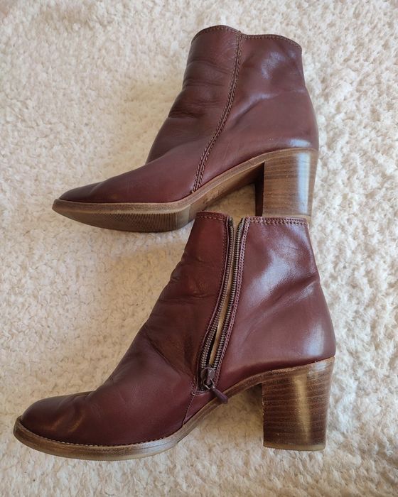 Skórzane botki damskie Harrah, bordowe, rozmiar 40,5