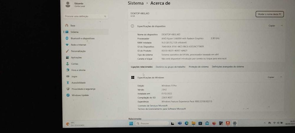 Lenovo Gaming 15ARH7, RTX 3050 Disco de 1TB Nvme 16GB RAM DDR5 c/novo
