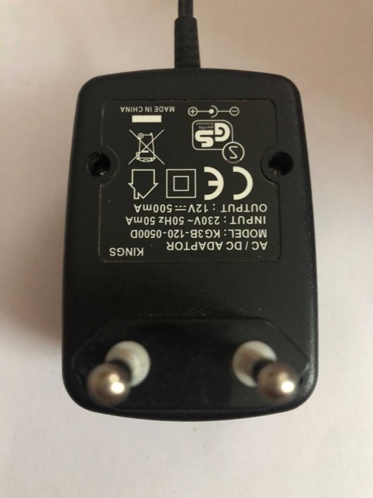 Zasilacz do dekodera TV  12V 500mA  wtyk fi 5,5 x 2,1 mm