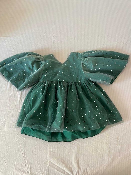 Blusa de fada da floresta Zara Home Kids verde estrelas 5-10 anos