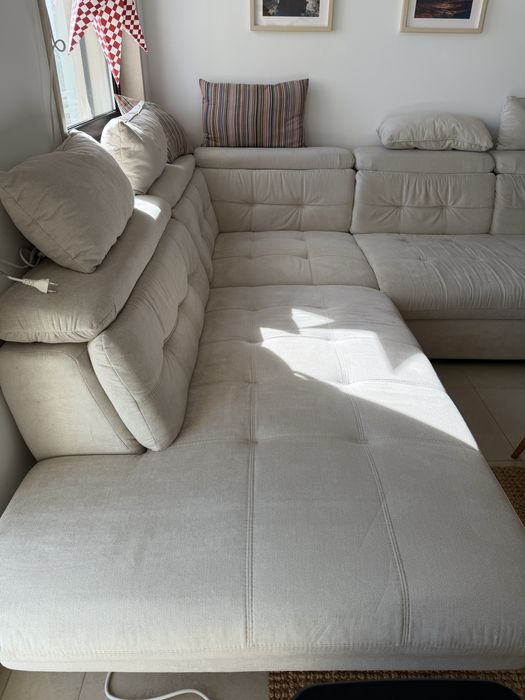 Sofá de Canto c/ Cama "Eternity" Conforama - 5 Lugares (Bege)