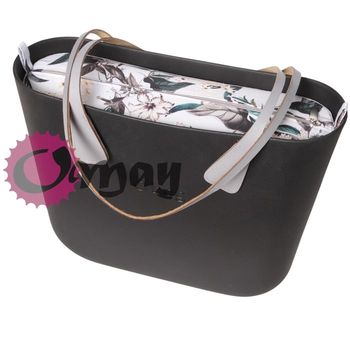 Organizer OBAG STANDARD cudne konwalie jasny szary 2 kieszenie OMAY.PL