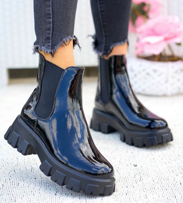 36 37 38 botki 39 40 41 workery na grubej podeszwie lakierowane jesień