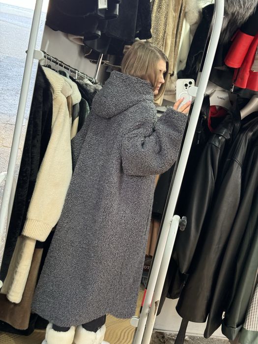 Двухсторонняя дубленка  длинная шуба большие раз