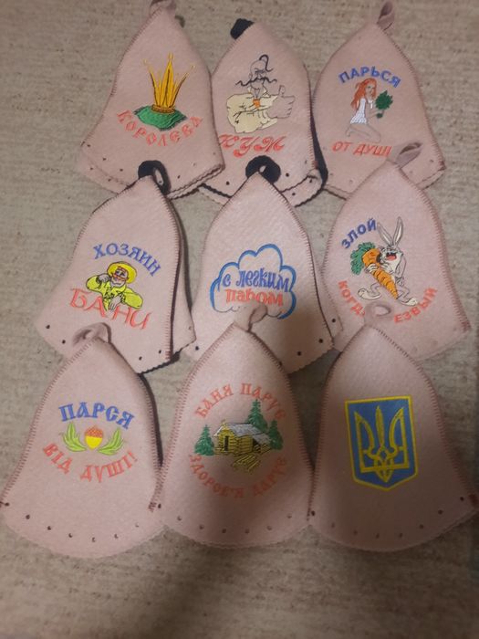 Банная шапка  взрослые с рисунком и без