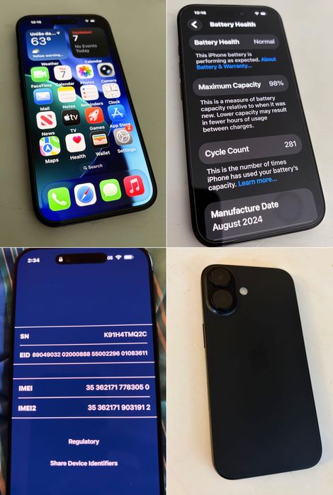 iPhone 16 256GB Black US version ex+