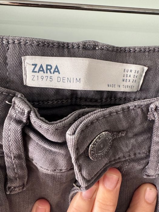 Spodnie Zara damskie szare jeansy 36 S lampas rurki