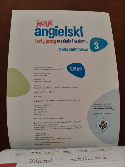 Język angielski karty pracy w szkole i w domu, klasa 3