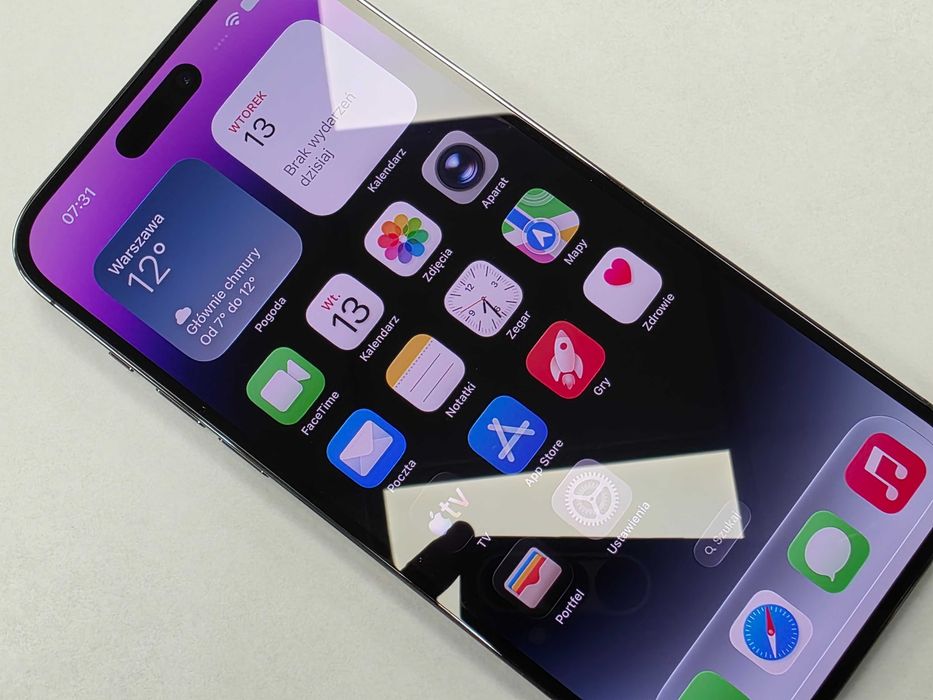 iPhone 14 PRO MAX 128GB Dual SIM (SIM + eSIM)/ Deep Purple/ BAT 83%/ Grade B/ + ładowarka/ GW 6 MSC