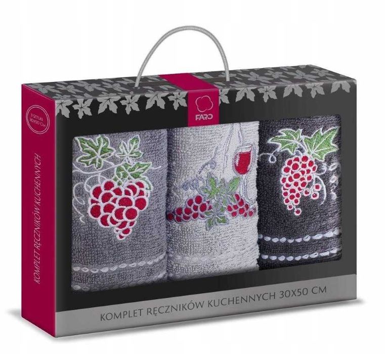 Komplet ręczników kuchennych 3szt 30x50 winogrona ŚCIERKI