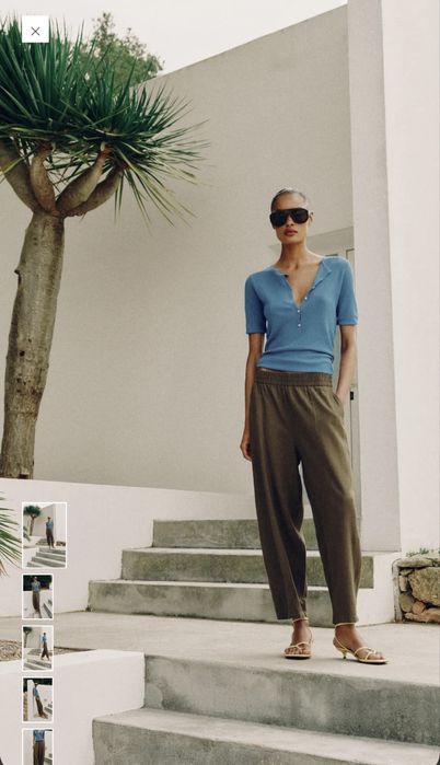 Брюки barrel linen, Zara, 30, L