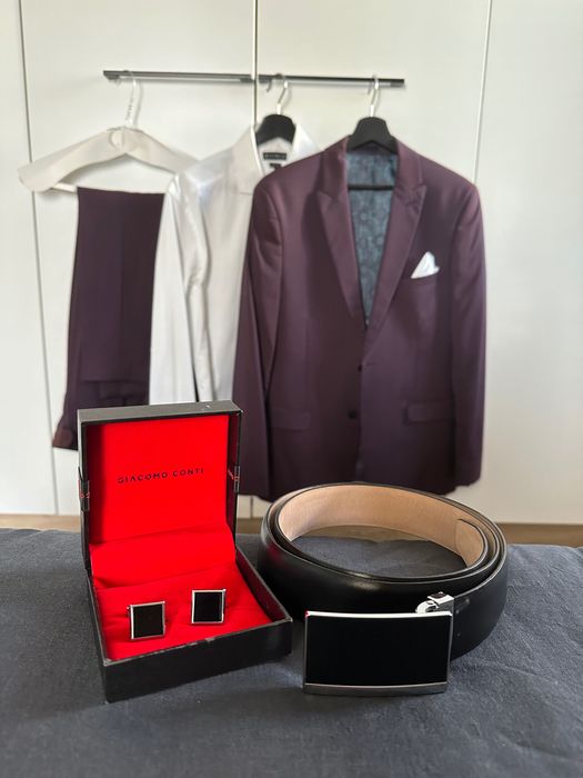 Sprzedam męski garnitur spodnie koszula pasek