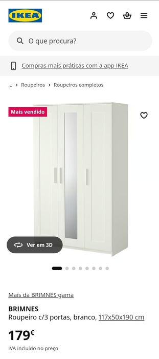 Roupeiro IKEA BRIMNES de 3 portas