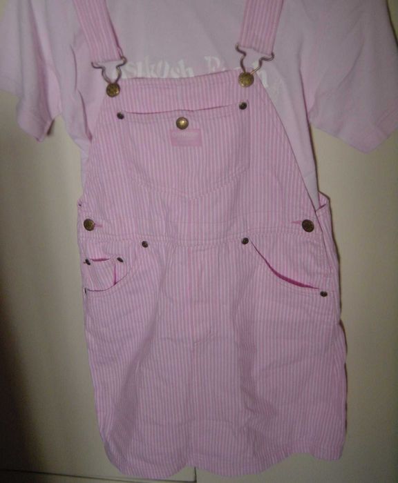 Conjunto Verão 6 Anos: Saia jardineira + Tshirt rosa/branco - OSH KOSH