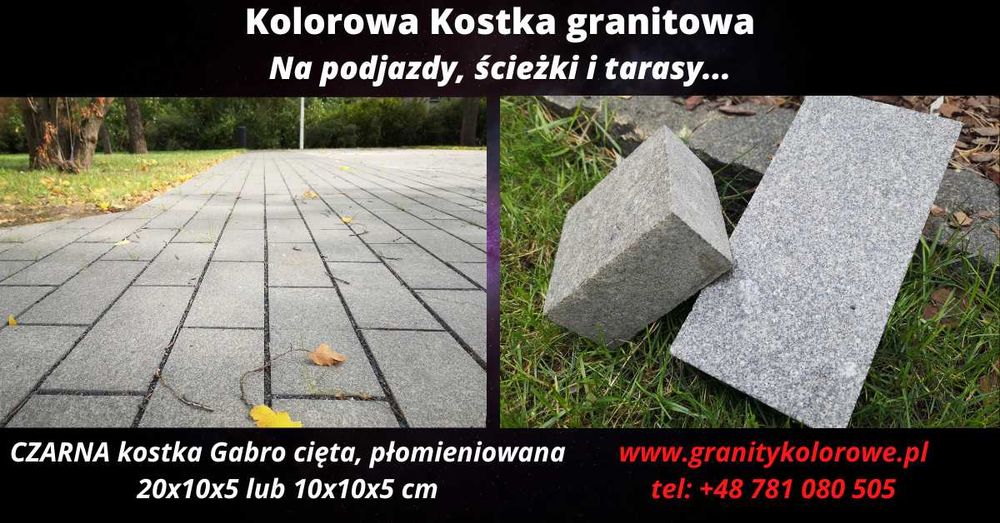 PROMOCJA ! Kostka brukowa Granitowa CZARNA cięta płomieniowana!!