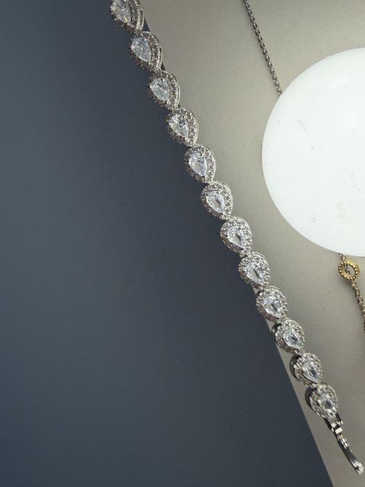 Srebrna bransoletka cyrkonie swarovski