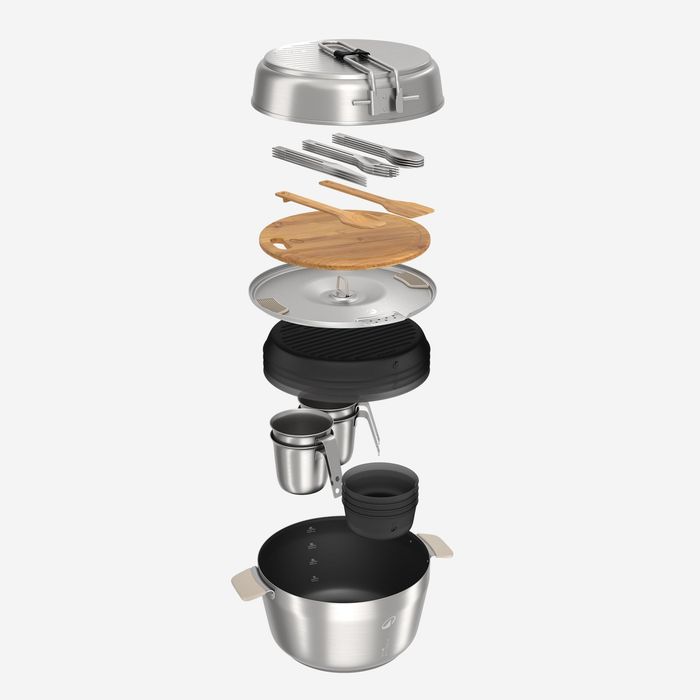 Conjunto de cozinha 900 XL de campismo em aço inox antiaderente 4P
