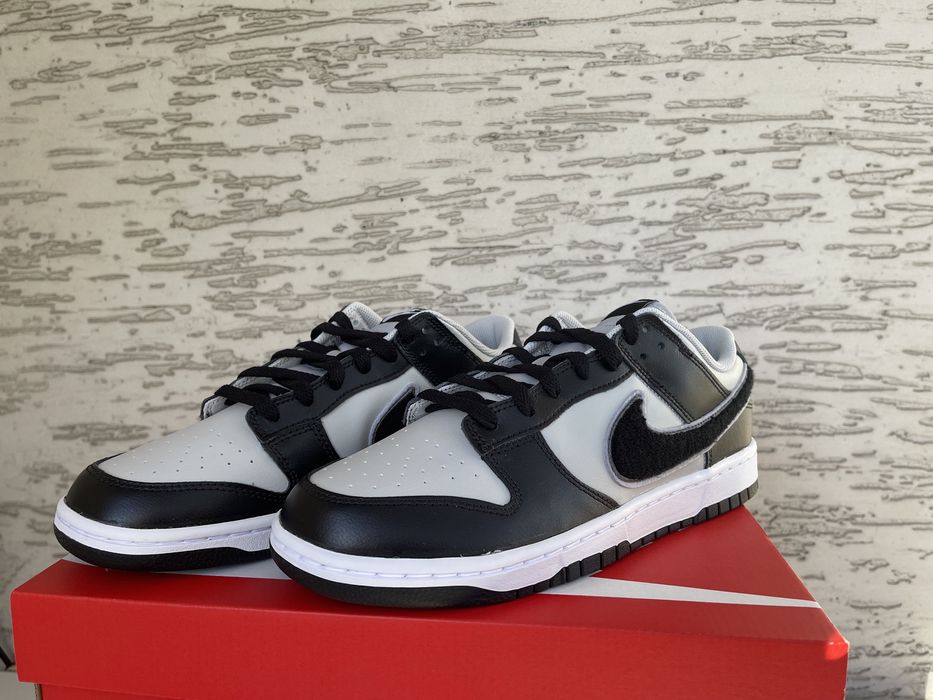 Nike Dunk Low Chenille Swoosh Black Grey 46 *NOWE*