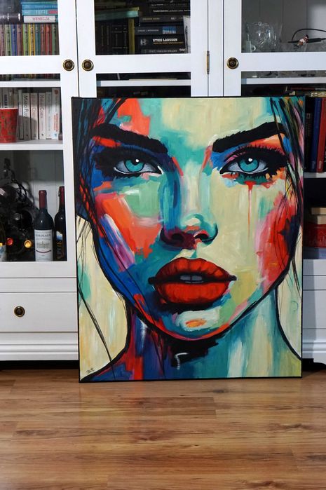 Obraz olejny Duży 80x100 ręcznie malowany portret pięknej kobiety