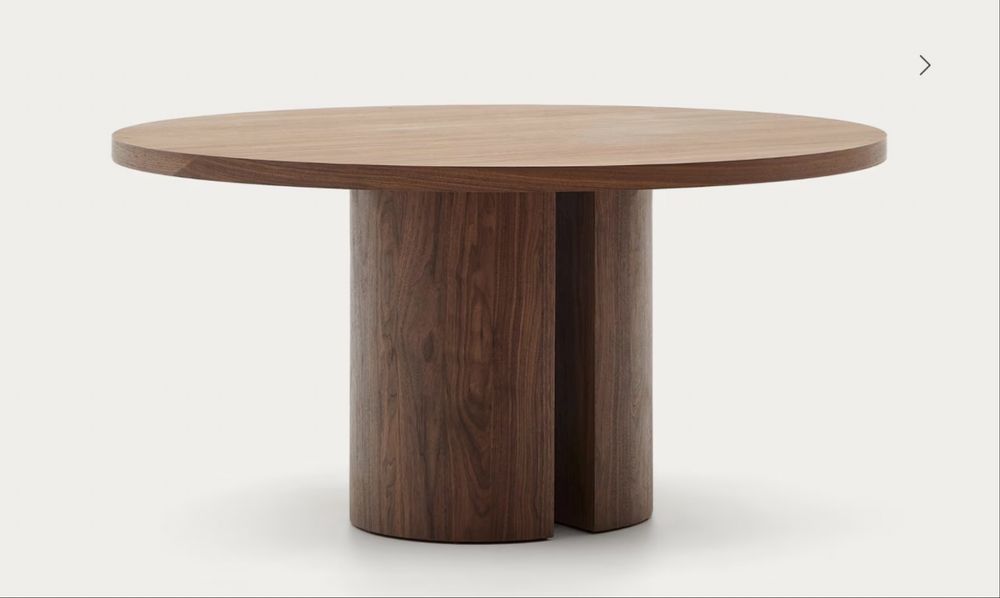 Mesa de jantar redonda Kave Home Nealy, nogueira escura, Ø 150 cm