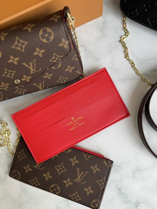 Сумка женская коричневая Louis Vuitton Felicie Pochette Brown кожа