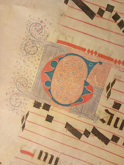 Stary Manuskrypt Folio ok. 1490 Graduał Średniowieczny - Karta