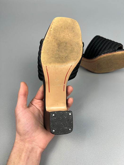 LORO PIANA Leather Mules шкіряні мюлі шльопанці на каблуку Лоро Піана