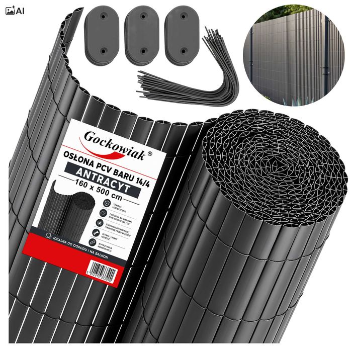 Osłona balkonowa mata PCV 160x500 cm BARU antracyt