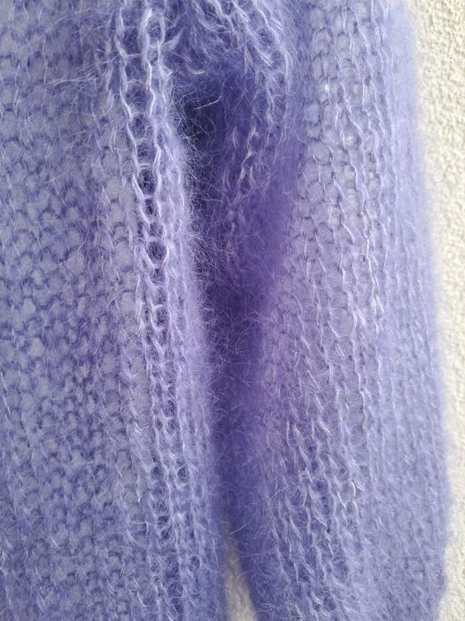 Lawendowy kardigan moher z jedwabiem. Handmade