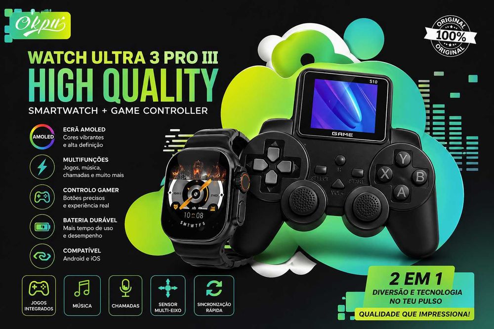Smartwatch Ultra 3 PRO III + Consola Portátil Gaming (2 em 1)