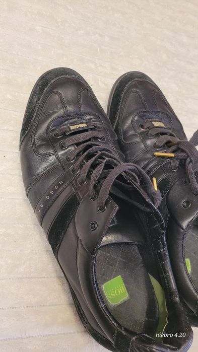 Hugo Boss Green – skórzane sneakersy czarne, rozmiar 45, premium