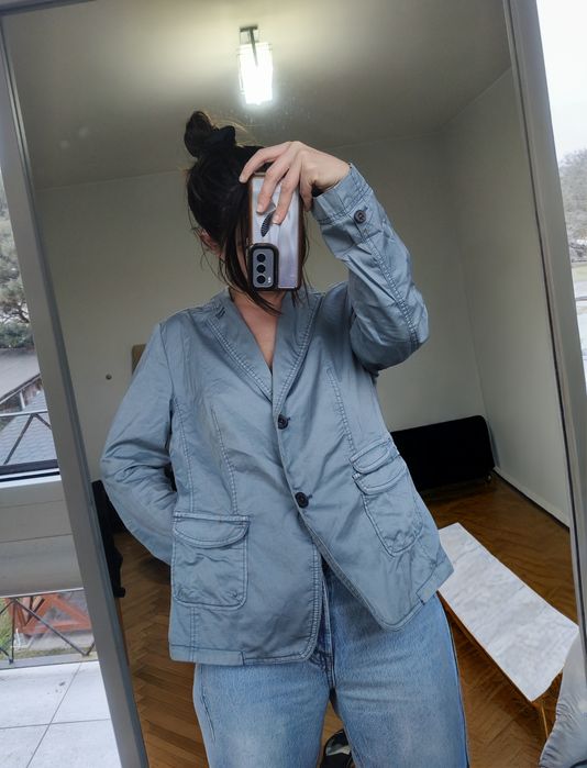 Bawełniana marynarka L XL bawełna żakiet vintage