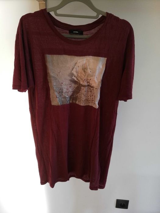 DIESEL bordowy t-shirt róża unisex r. S