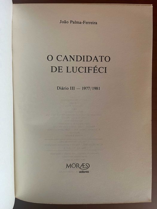" O Candidato de Luciféci" de João Palma-Ferreira