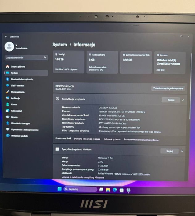 Laptop MSI Stealth GS77 rtx3080