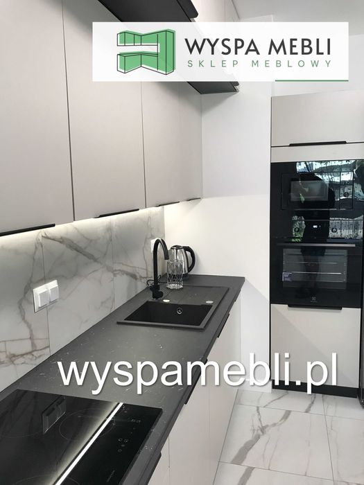 NOWA kuchnia 280+60 każdy wymiar kaszmir czarny meble kuchenne wyspa