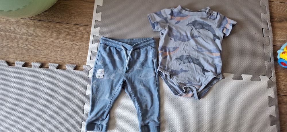 Komplet body i spodenki Coccodrillo rybki morski rozmiar 68