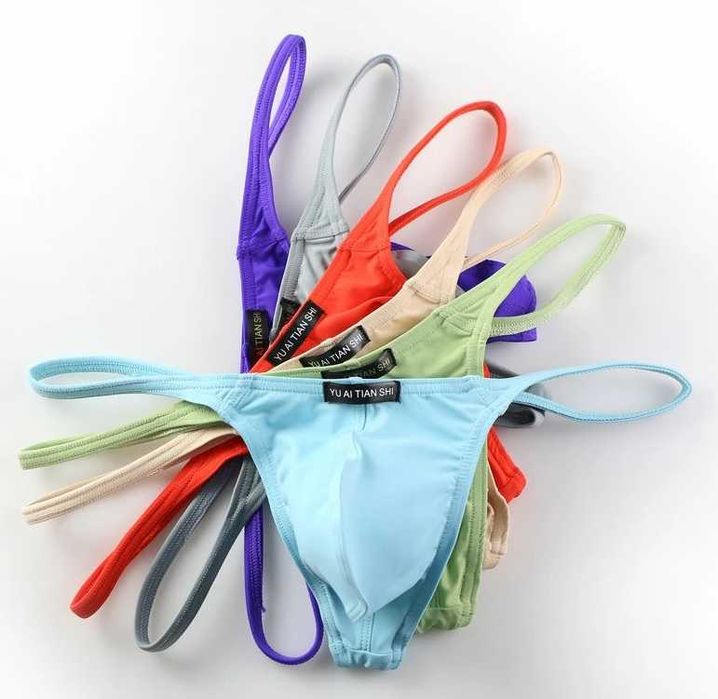 Sexy  męskie delikatne stringi soft czarne L