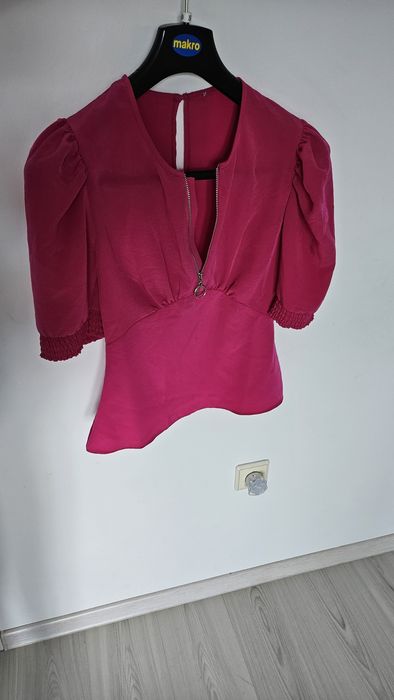 Różowa bluzka pufiaste kpszula rękawy 36 asos s