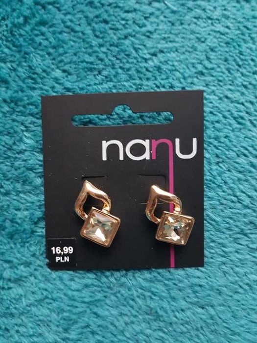 Kolczyki złote karo cyrkonia