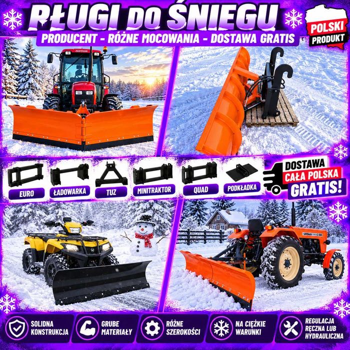 Pług do śniegu / Spych do śniegu // TUZ // TUR ! PROSTY // Producent // Strzałkowy / Dostawa Cała Polska // Do ładowacza // ładowarki // Super Ceny !!