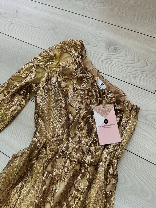 Złota sukienka, sukienka na wesele, sukienka maxi, długa sukienka