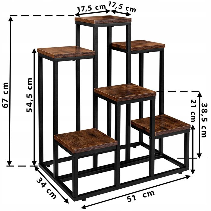 Stojak na kwiaty metalowy kwietnik stojący rustykalny industrialny