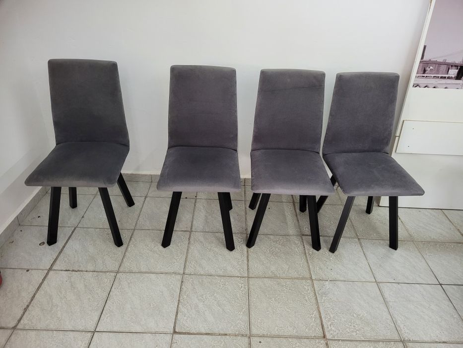 Krzesła welurowe Szare wyprzedaż
