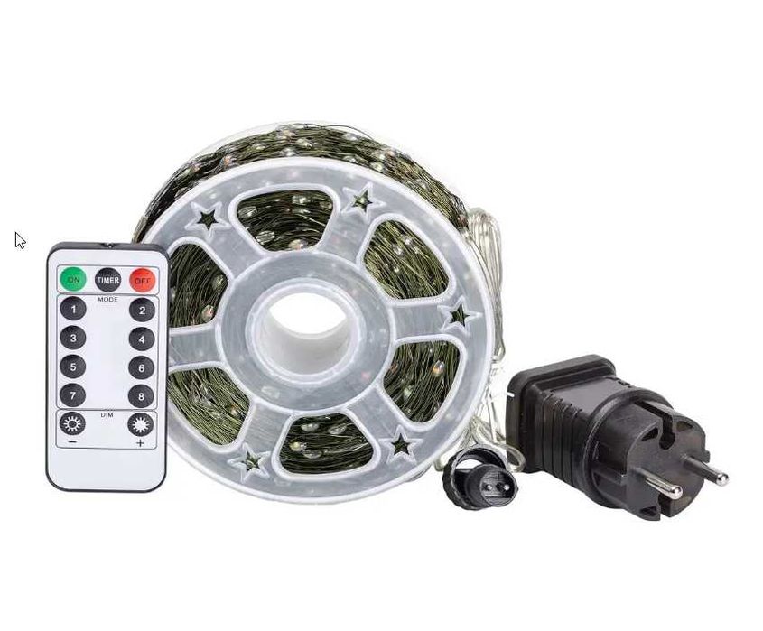 только ОПТ. Гірлянда роса нитка 100м теплий білий, зеленому дроті