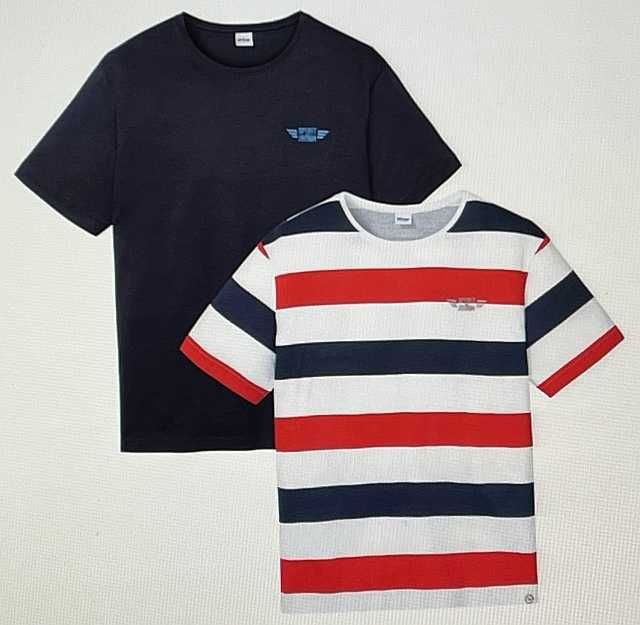 T- shirt 2 sztuki ( granatowa + w kolorowe paski) Rozmiar S.44/46