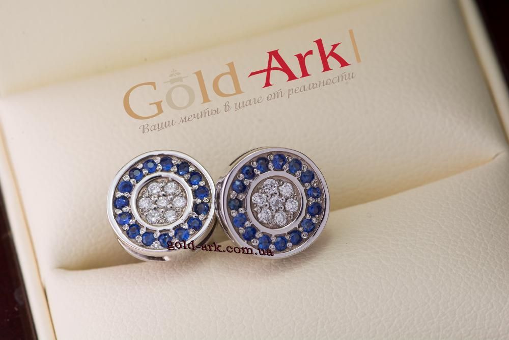 Пусеты с сапфирами и бриллиантами