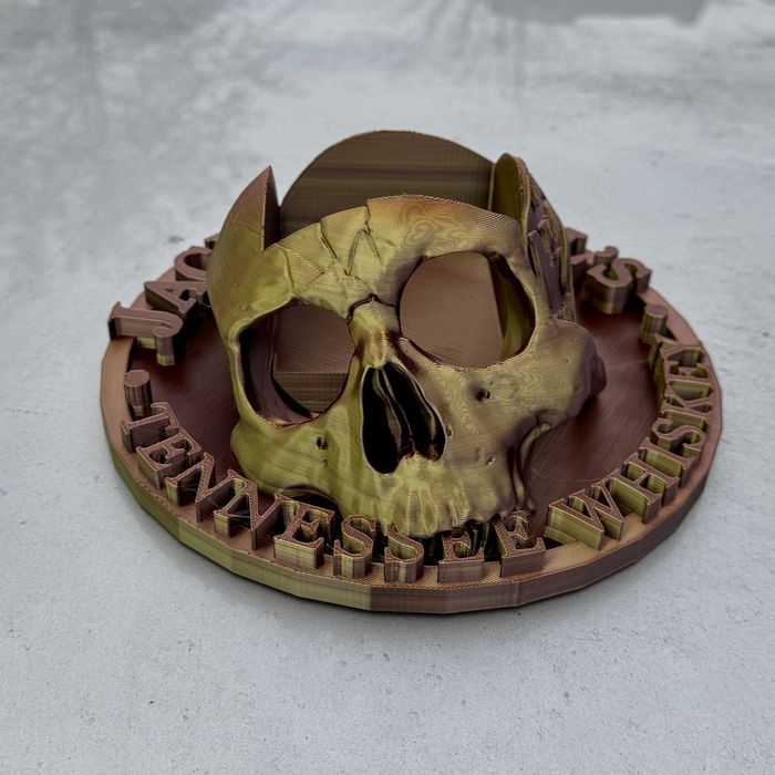 Stojak czaszka na butelkę Jack Daniels 0.7l / 1l -druk 3d kolor złoty