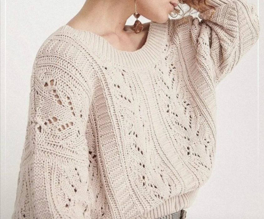 Пуловер женский, ажурный.