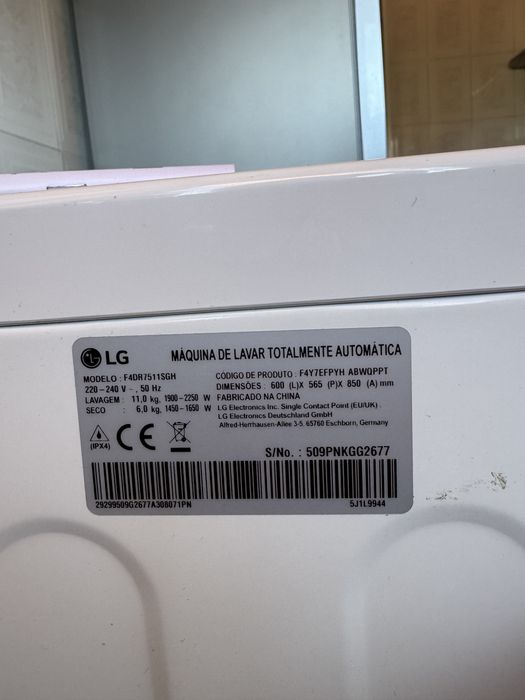 Máquina de Lavar e Secar Roupa LG F4DR7511SGH 11/6kg
